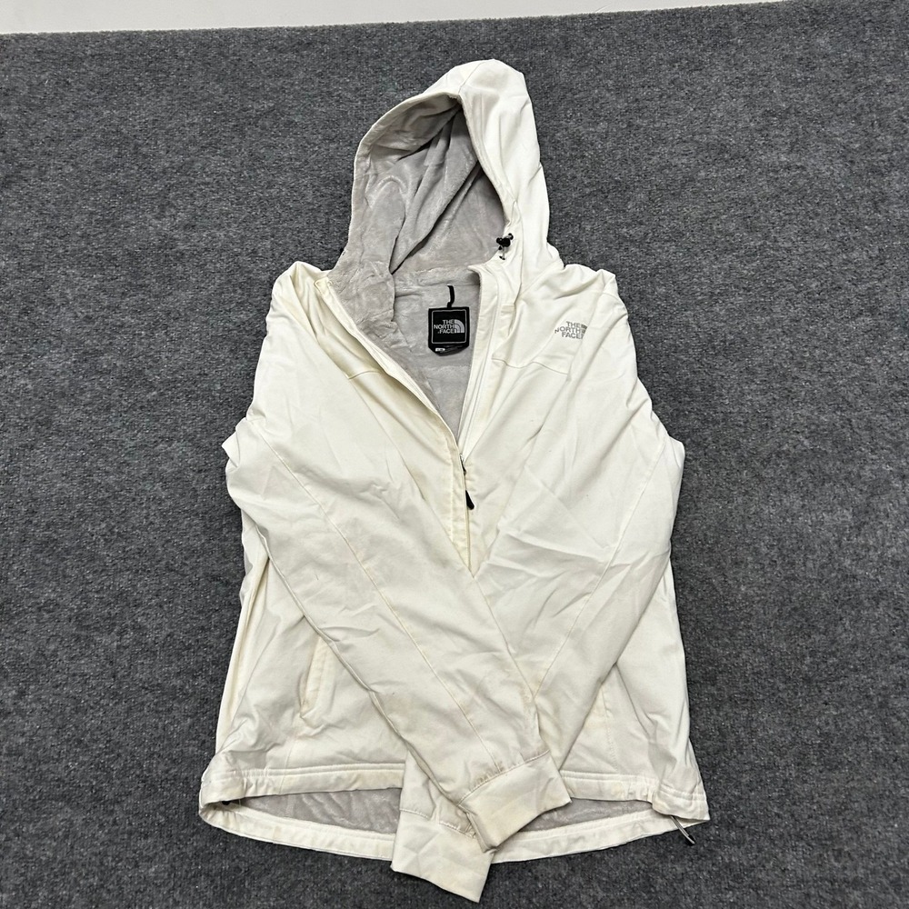 The North Face Jacket Womens Size L White Fleece Lined Full Zip Hooded Active